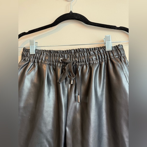 Laundry by Shelli Segal Faux Leather Black Joggers Pants - Picture 6 of 11